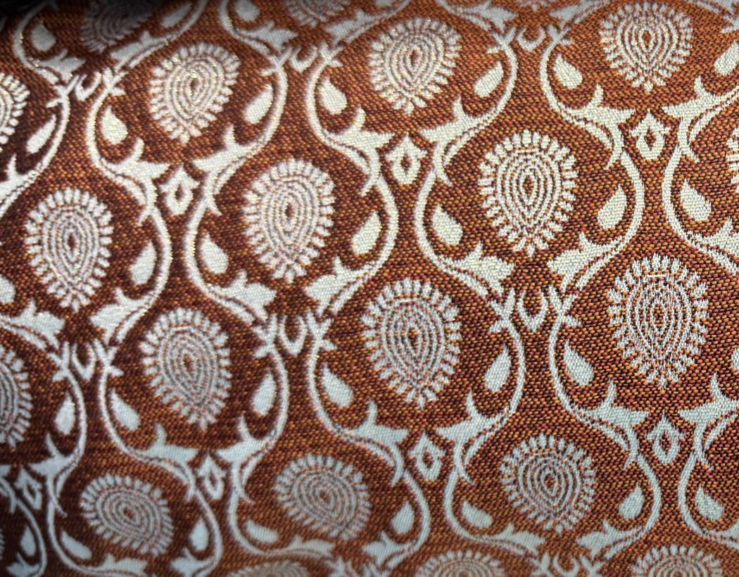 Damasco Cachemir Teja con Marfil