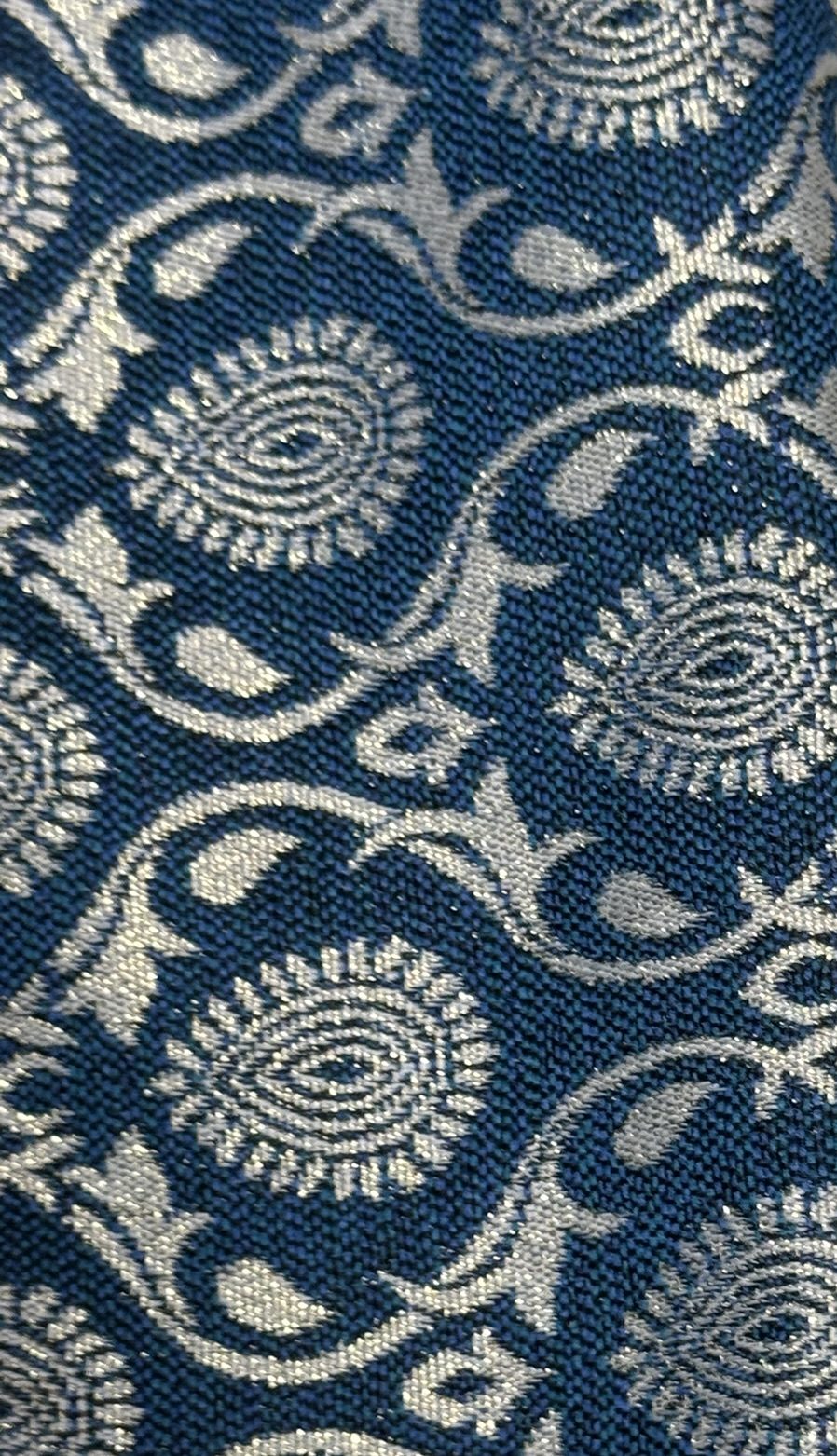 Damasco Cachemir Azul Marino con Plata