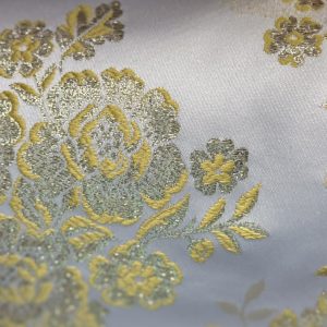 Damasco Clásico Marfil con Flores Oro y Plata