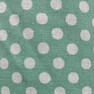 Tela de Flamenca Verde Menta con Lunares Blancos