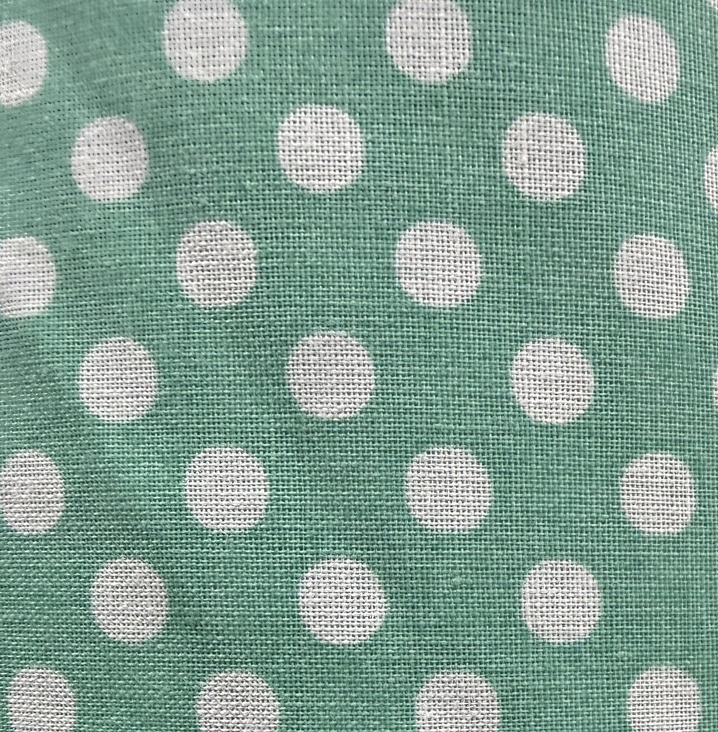 Tela de Flamenca Verde Menta con Lunares Blancos