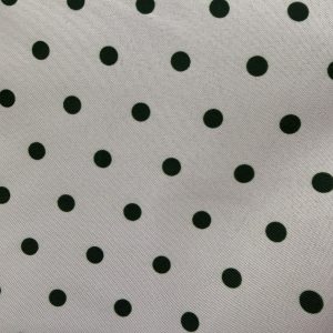 Tela de Flamenca Blanco Natural con Lunares Verde Botella