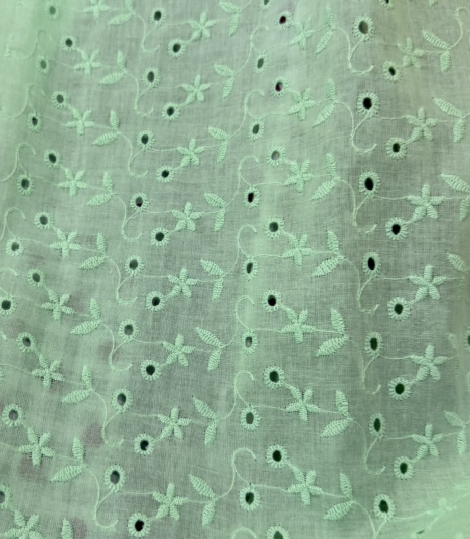 Batista Flamenca Verde Agua Bordada Calada