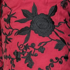 Bordado Aplicado Flamenca Rosa Grande Negro